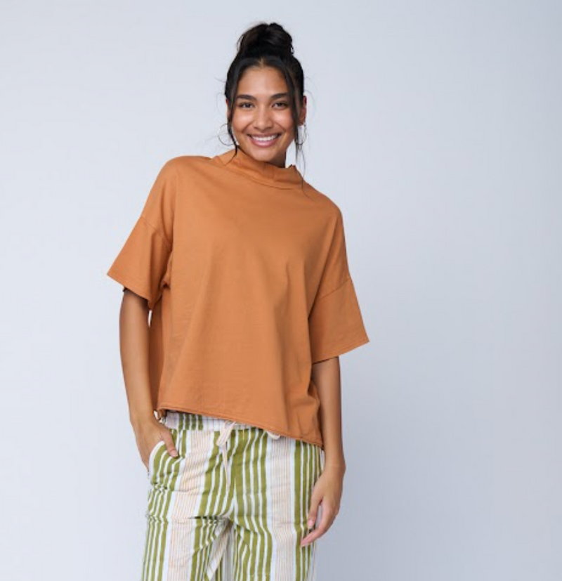 Mare Mock Neck Top - Marigold