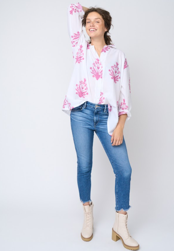 Relaxed Boyfriend Shirt - Cameo Floral Dahlia