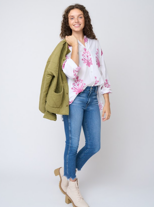 Relaxed Boyfriend Shirt - Cameo Floral Dahlia