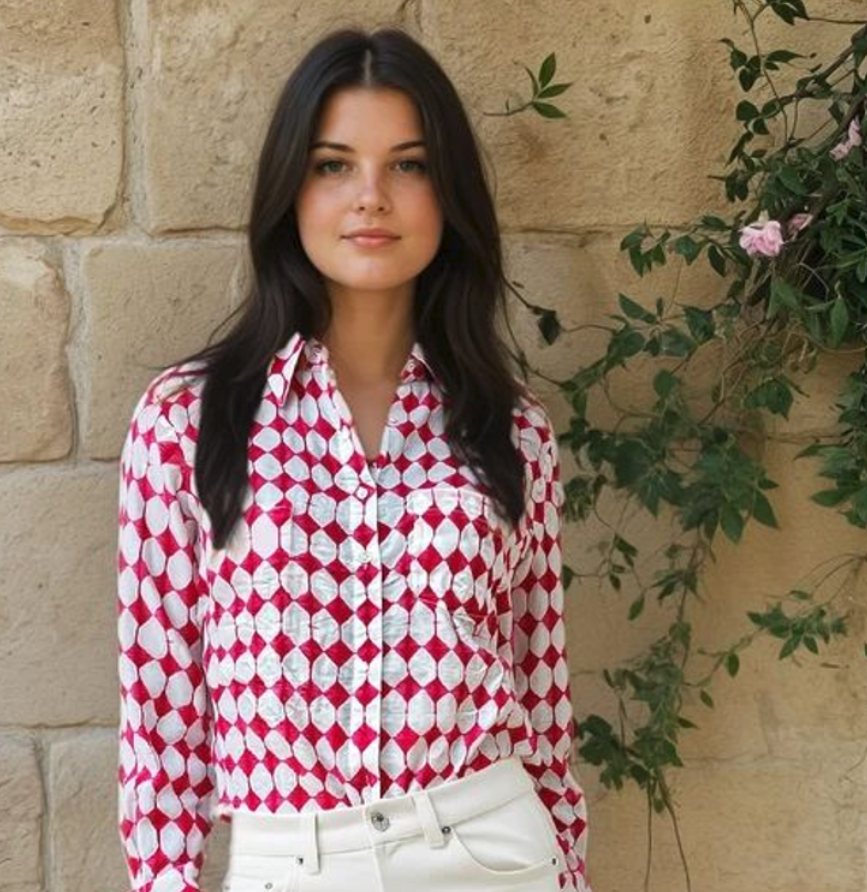 Good Boyfriend Shirt - Shibori Diamonds Rose 1 - Lifestyle