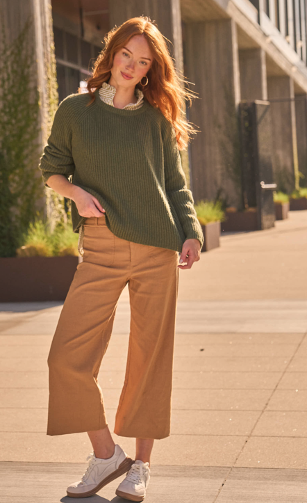 Montauk Shaker Recycled Cashmere Sweater - Olive 3 - Lifestyle - Full