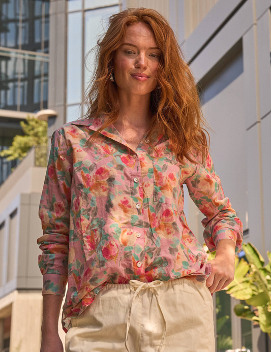 Good Boyfriend Shirt - Watercolor Floral Tickled Pink 1 -  Lifestyle