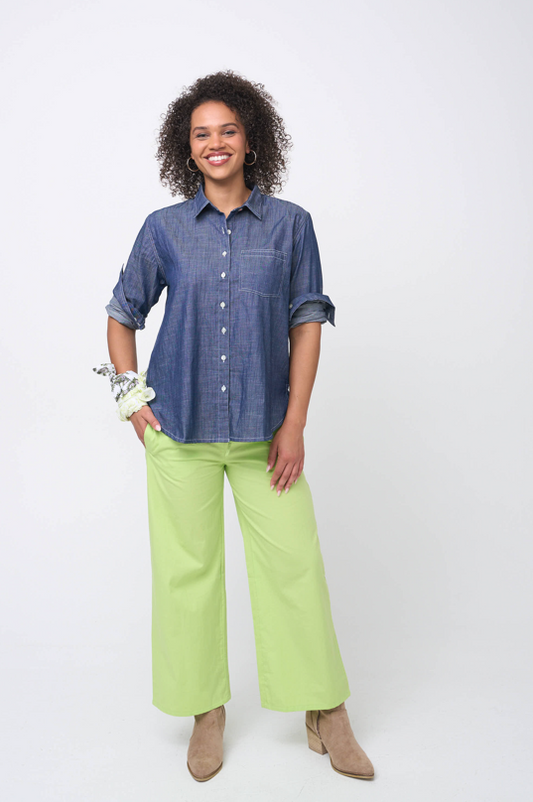 Good Boyfriend Shirt - Chambray Dark Denim Wash 1