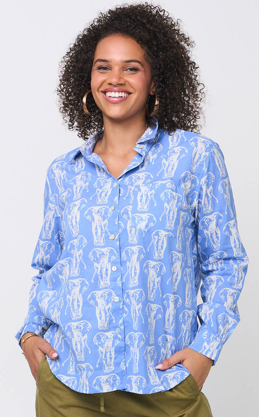 Good Boyfriend Shirt - Elephants Bluebird 1
