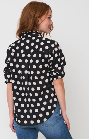 Good Girlfriend Shirt with Ruffle Trim - True Dot Black 4 - Back view