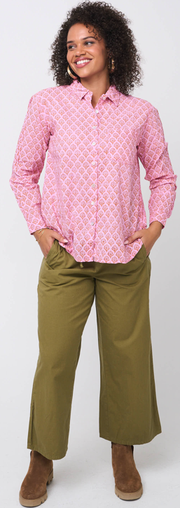 Good Boyfriend Shirt - Sunflower Overdye Tickled Pink 3 - Front - Full Shore Pant - Olive Oil Twill