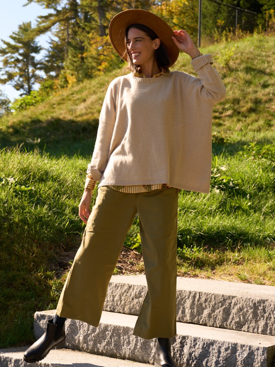 Nantucket Boxy Recycled Cashmere Sweater - Oatmeal 3 - front 