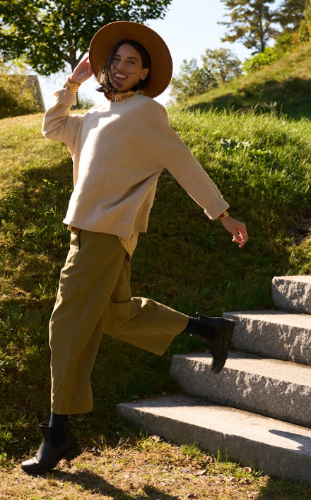Nantucket Boxy Recycled Cashmere Sweater - Oatmeal 2 - Lifestyle Shot