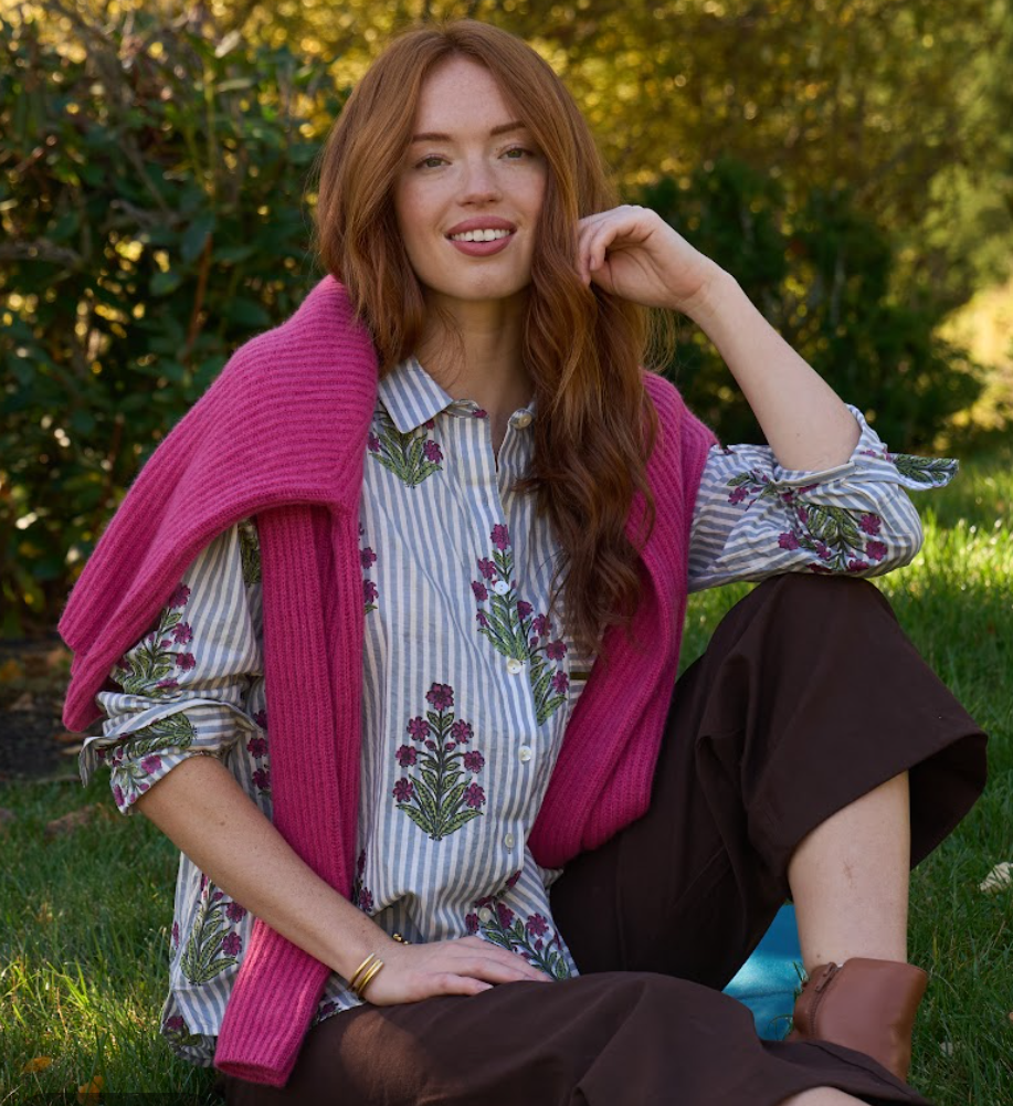 Good Boyfriend Shirt - Palm Cove Floral Dove Grey 3 