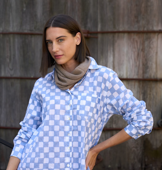 Good Boyfriend Shirt - Checkerboard Bluebird 1