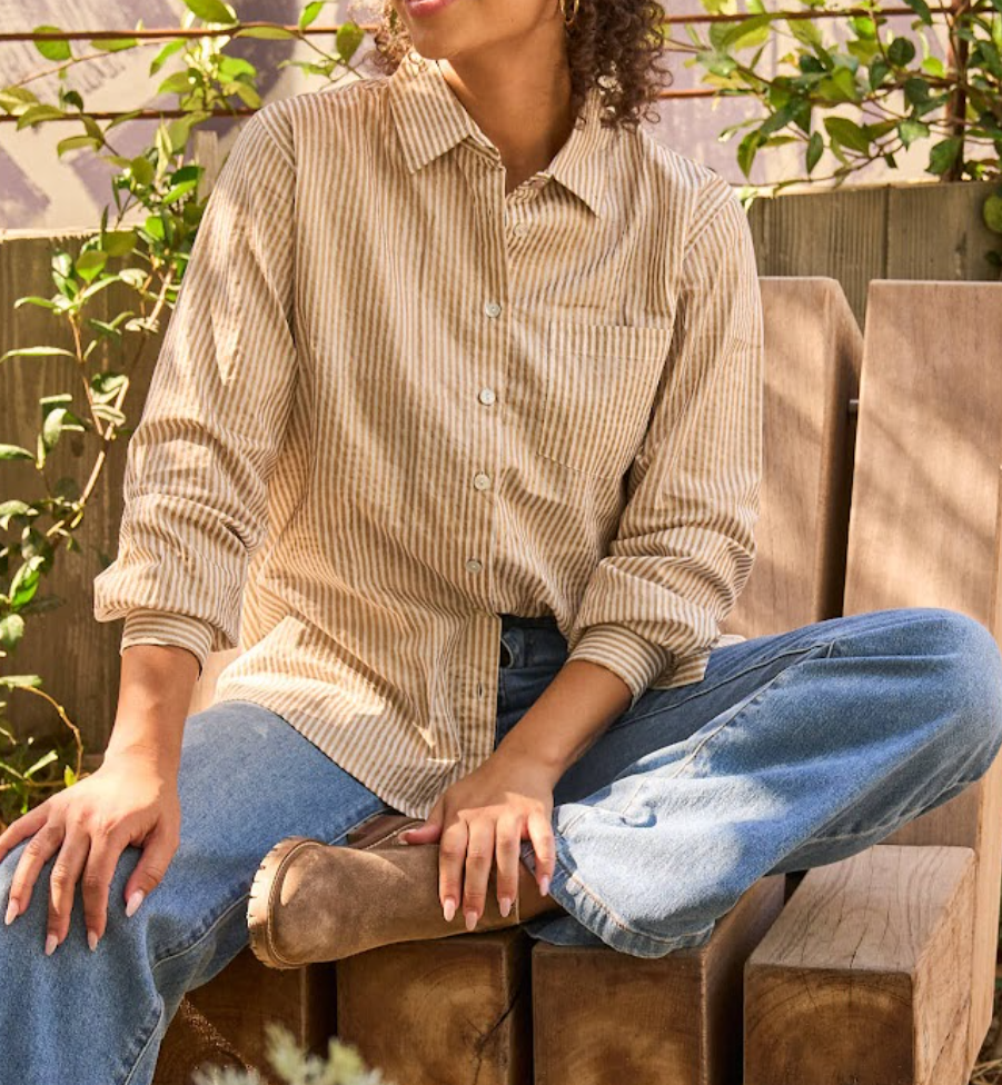 Good Boyfriend Shirt - Menswear Stripe Metallic Gold PRE-ORDER