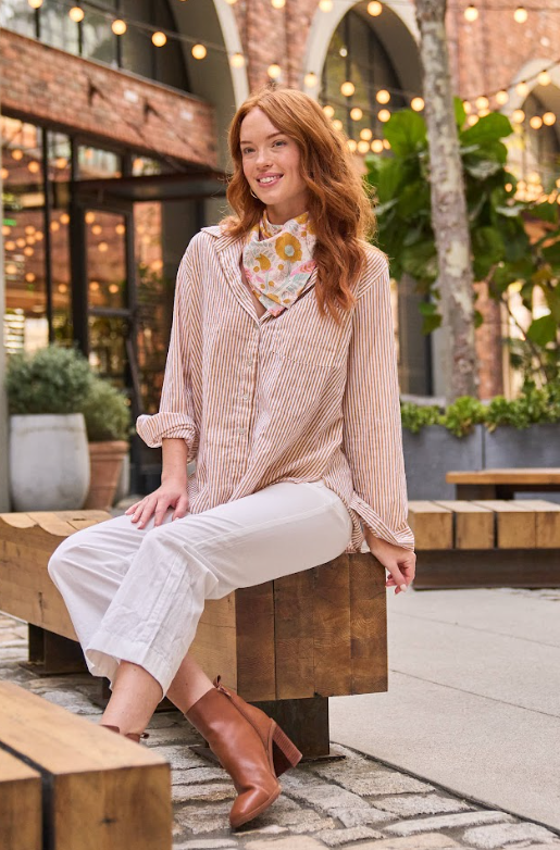 Good Boyfriend Shirt - Menswear Stripe Honeycomb