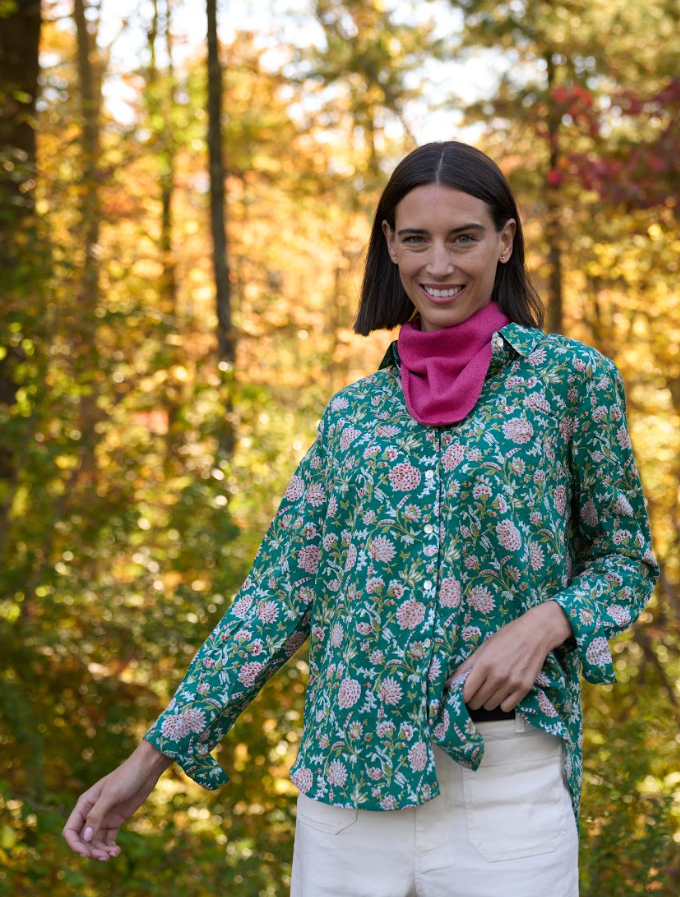 Good Boyfriend Shirt - Devon Floral Green PRE-ORDER