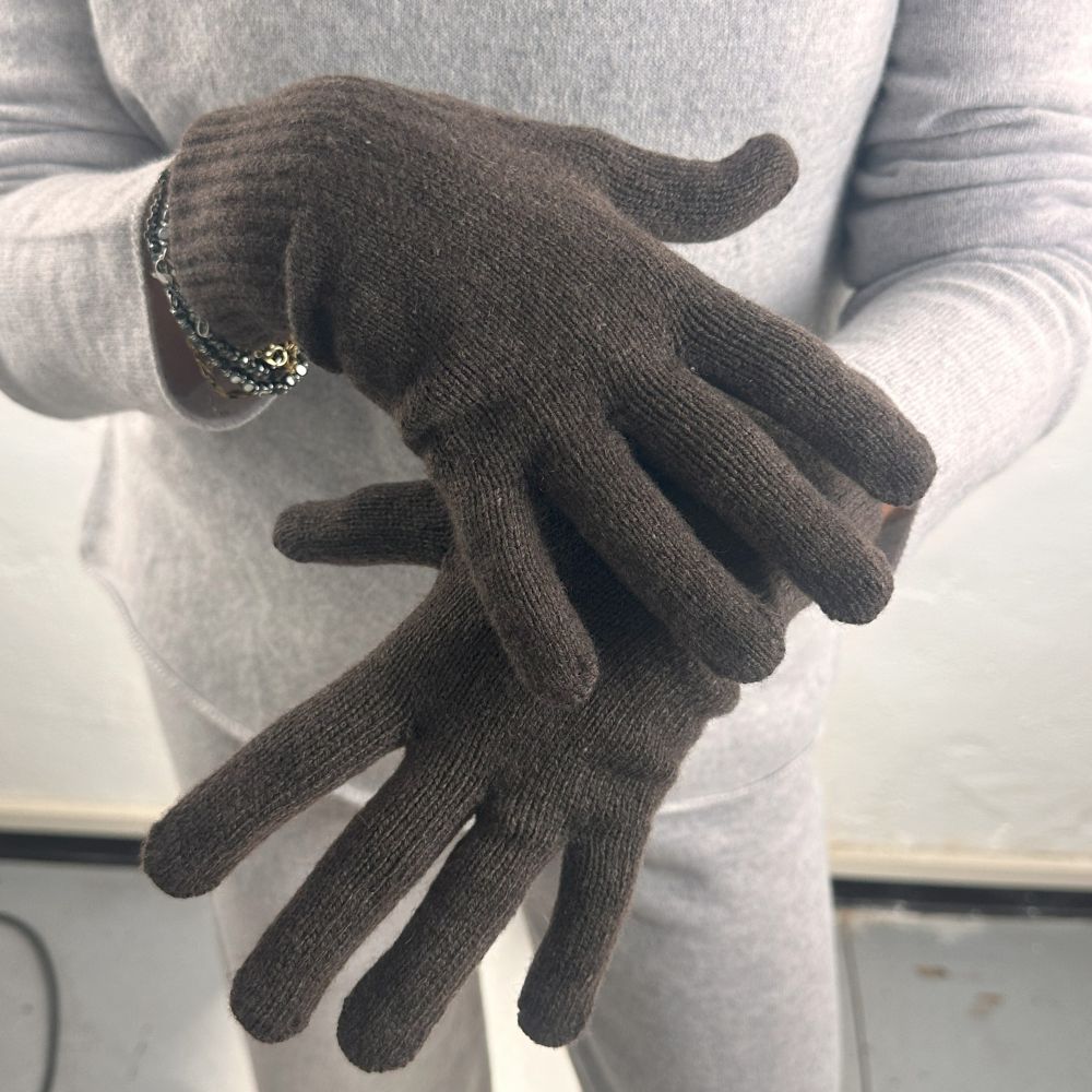 Bedford Recycled Cashmere Gloves Cocoa