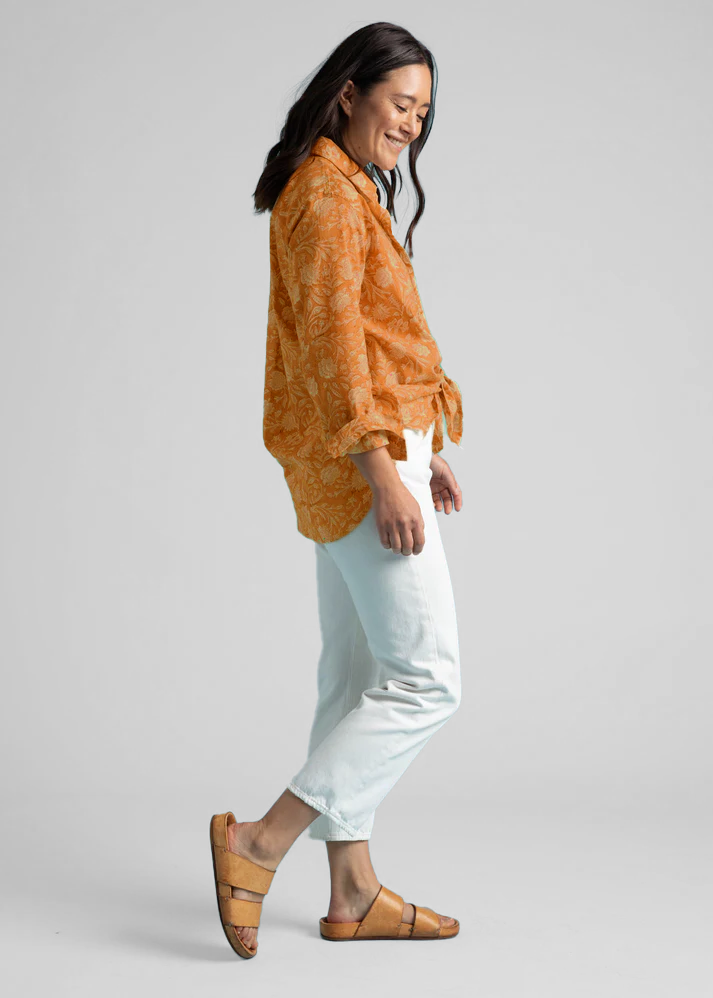 Good Boyfriend Shirt - Floral Escape Marigold Overdye 2 -Side
