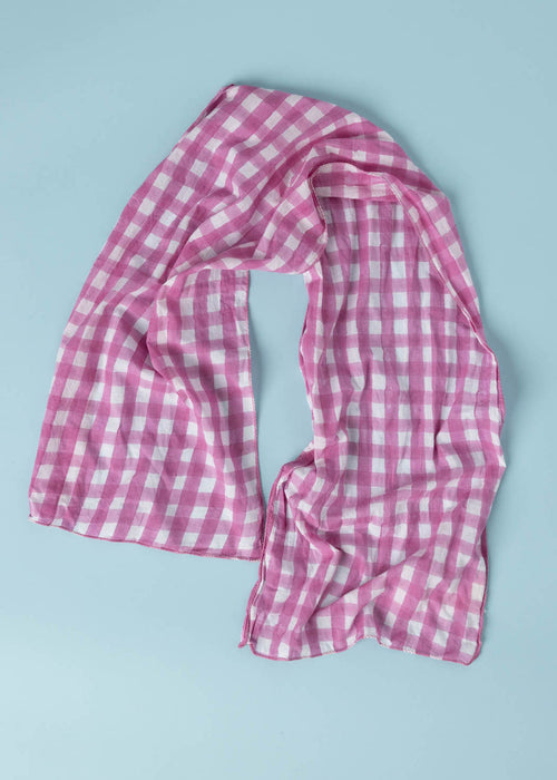 Scarf - Gingham Picnic Skinny Dahlia