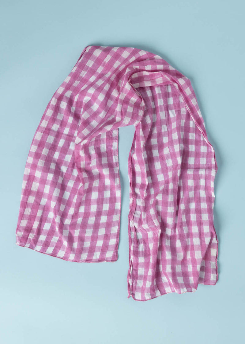 Scarf - Gingham Picnic Skinny Dahlia