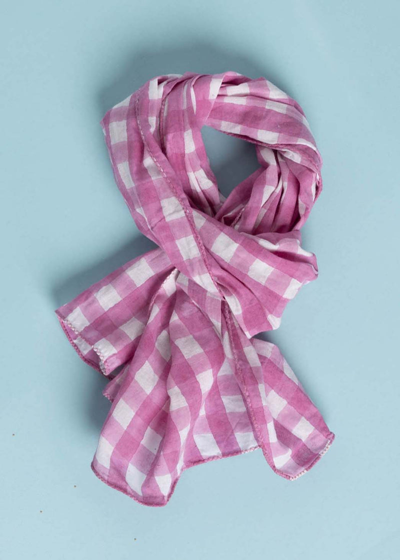 Scarf - Gingham Picnic Skinny Dahlia