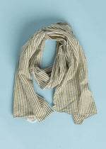 Scarf - Menswear Stripe Skinny Olive Oil