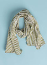 Scarf - Menswear Stripe Skinny Olive Oil