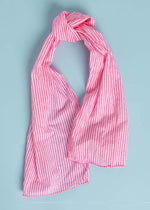 Scarf - Menswear Stripe Skinny Neon Pink