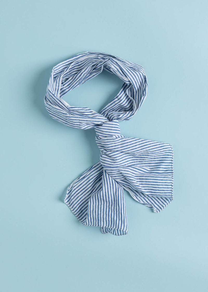 Scarf - Menswear Stripe Skinny Blue