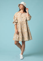 Meadow Tiered Short Dress - Floral Escape in Baked Clay & Olive Oil