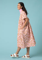 Meadow Dress -                                      Floral Escape in Baked Clay & Neon Pink