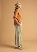 Shore Pant - Mixed Up Stripe Baked Clay & Olive Oil