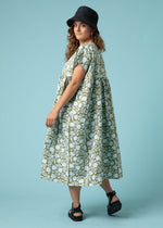 Meadow Dress -                                      Floral Escape in Olive Oil & Cerulean