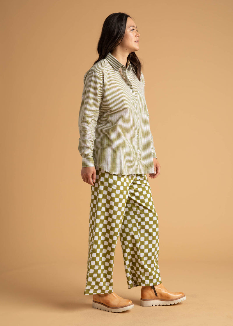 Shore Pant - Checkerboard Olive Oil