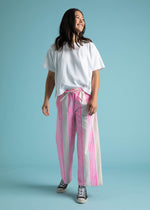 Shore Pant - Mixed Up Stripe - Baked Clay & Neon Pink