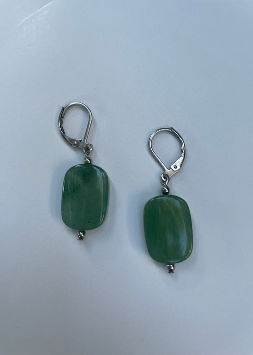 Jade Rectangle Drop Earrings